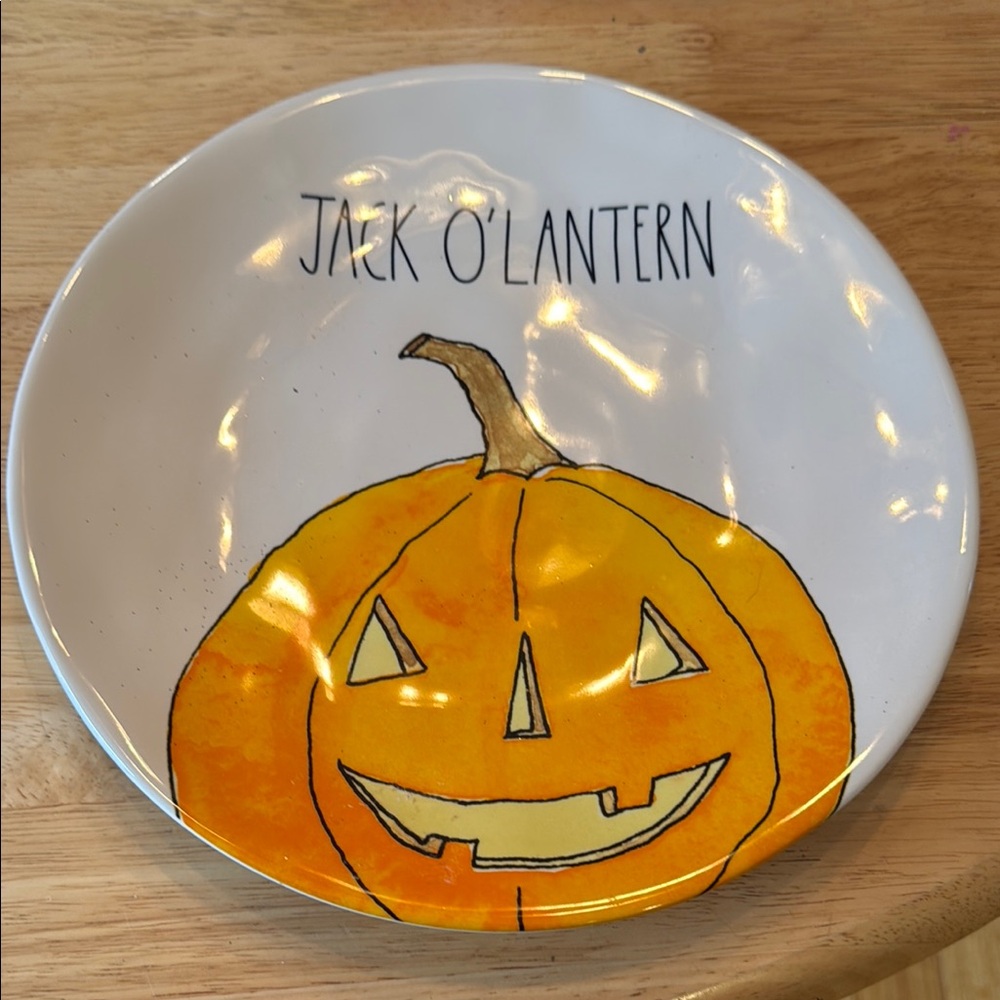 Rae Dunn White and Orange Jack O'Lantern Plate